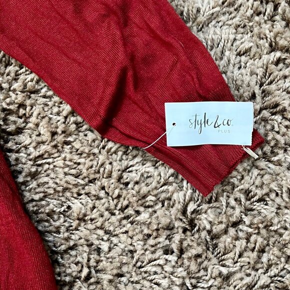 Style & Co Women's Plus Size Red Wrap Inspired Sweater 2X Ribbed NWT - Picture 3 of 4
